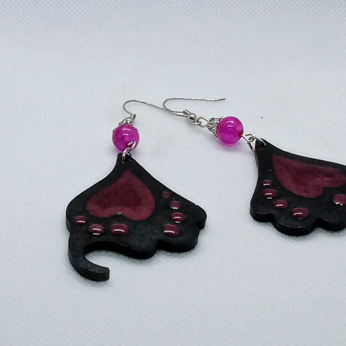 Pink Butterfly Wing Earrings